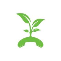 diseño de logotipo de vector de llamada de naturaleza. plantilla de diseño de icono de árbol de auricular.