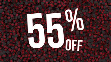 Fifty Five Percent Off 3D Text Falling on Percentage Cube, Dynamic 3D Rendering, video