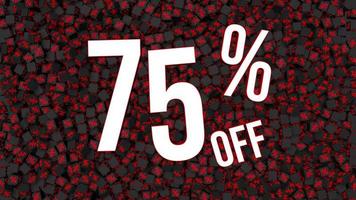 Seventy Five Percent Off 3D Text Falling on Percentage Cube, Dynamic 3D Rendering, video