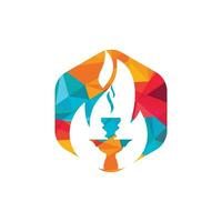 diseño del logotipo del vector de fuego de la cachimba. barra árabe o casa, plantilla de diseño de vector de tienda.