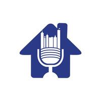 Urban podcast vector logo design template. Podcast city logo concept.