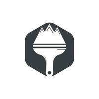 plantilla de diseño de logotipo de vector de pintura de montaña. diseño vectorial de iconos de montaña y pincel.