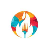 Fork fire vector logo design template. Spicy meals and Barbecue party logo concept.