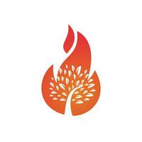 Fire tree vector logo design template. Flame nature icon logo concept.