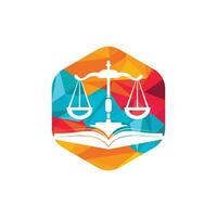 Law education logo design. Vector Libra and open book logo combination.