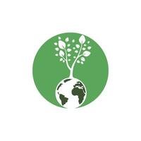 Globe tree vector logo design template. Planet and eco symbol or icon.