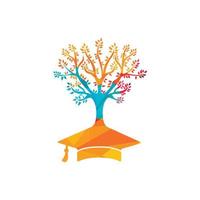 Creative modern nature Education logo design. Graduation cap and tree icon logo. vector