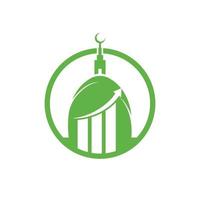 Islamic chart business vector logo design template. Mosque and bar chart icon design.