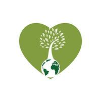 Globe tree with heart vector logo design template. Planet and eco symbol or icon.