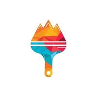 Mountain paint vector logo design template. Mountain and paint brush icon vector design.
