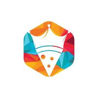 plantilla de diseño del logotipo del vector del rey de la pizza. diseño de icono de corona y rebanada de pizza.