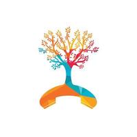 Nature call vector logo design. Handset tree icon design template.