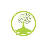 Green energy electricity logo concept. Electric plug icon with tree and home. vector