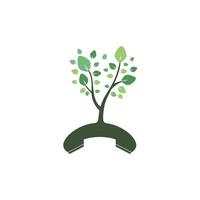 Nature call vector logo design. Handset tree icon design template.