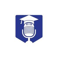 diseño de símbolo de icono de logotipo de podcast de posgrado. concepto de logotipo de podcast de educación. vector