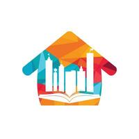 Education building logo design. Vector of book and a building, symbol of library and study.