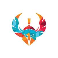 Spartan warrior with wings vector logo design. Warrior knight logo concept design.