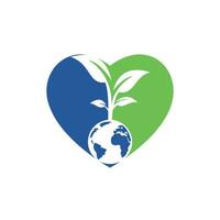 Globe tree with heart vector logo design template. Planet and eco symbol or icon.