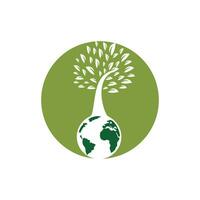 Globe tree vector logo design template. Planet and eco symbol or icon.