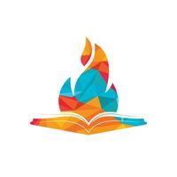 diseño del logotipo del vector de fuego educativo. plantilla de diseño de logotipo de vector de libro de motivación.