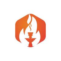 diseño del logotipo del vector de fuego de la cachimba. barra árabe o casa, plantilla de diseño de vector de tienda.