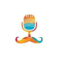 plantilla de diseño de logotipo de podcast de caballero. icono de podcast de bigote. vector