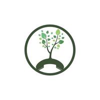 Nature call vector logo design. Handset tree icon design template.