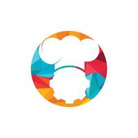 diseño de logotipo de vector de equipo de chef. rueda dentada y diseño de icono de sombrero de chef.