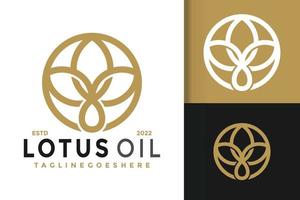Beauty Lotus with Drop Oil Logo Design, brand identity logos vector, modern logo, Logo Designs Vector Illustration Template