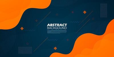 Modern dark blue orange geometric business banner design. creative banner design with wave shapes and lines for template. Simple horizontal banner. Eps10 vector