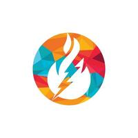 Plantilla de diseño de logotipo de vector de fuego relámpago. concepto de logotipo de energía y voltaje de fuego.