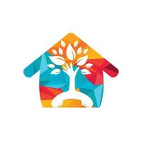 Nature call vector logo design. Handset tree with home icon design template.