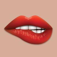 Realistic 3d red lips isolated vector