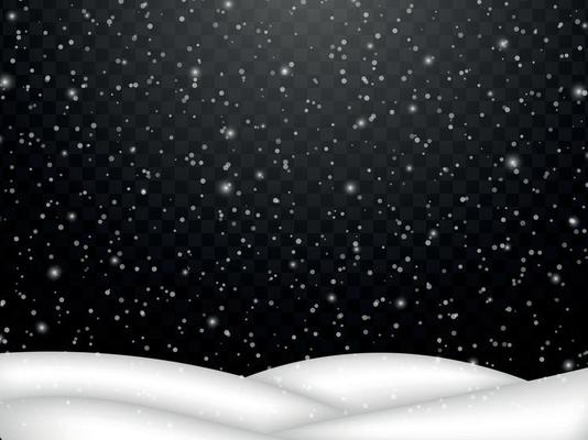 Abstract snowflake background. Fall of snow with snowdrift