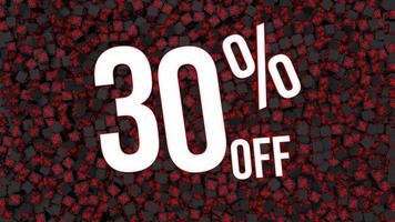 Thirty Percent Off 3D Text Falling on Percentage Cube, Dynamic 3D Rendering, video