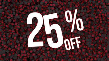 Twenty Five Percent Off 3D Text Falling on Percentage Cube, Dynamic 3D Rendering, video