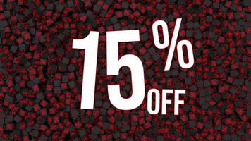 Fifteen Percent Off 3D Text Falling on Percentage Cube, Dynamic 3D Rendering, video