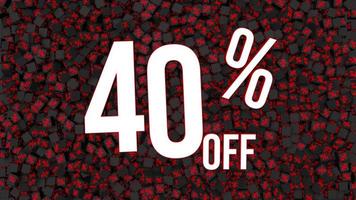 Forty Percent Off 3D Text Falling on Percentage Cube, Dynamic 3D Rendering, video