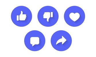 me gusta, no me gusta, me encanta, comentar y compartir vector de iconos. elementos de redes sociales