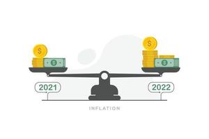 concepto de diseño de inflación financiera de crisis económica. aumento de los precios de los bienes y el valor del dinero recesión ilustración vectorial vector