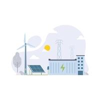 sistema de almacenamiento de energía que utiliza baterías de fuente de electricidad sostenible y respetuosa con el medio ambiente concepto de diseño ilustración vectorial vector