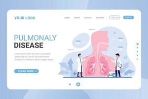 Health and medical treatment pulmonary system landing page template vector