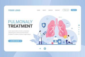 Health and medical treatment pulmonary system landing page template vector