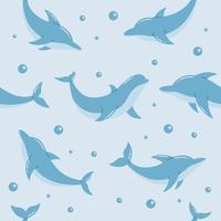 Ilustración de vector de fondo de patrón sin costuras de delfín