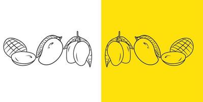 Yellow mango doodle background. Exotic isolated fruits doodle icon. with two background. vector