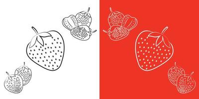 Strawberry vector outline doodle. Vector sketch illustration on white isolated background