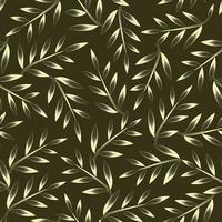 plantas de hojas brillantes sobre fondo oscuro con patrones sin fisuras de follaje tropical. diseño vectorial textura de plantilla de moda. patrón transparente tropical brillante. diseño de patrón de hojas tropicales vintage vector