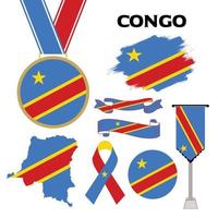 Elements Collection With The Flag of Congo Design Template vector