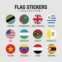 National Flags Of The World Stickers With Names vector