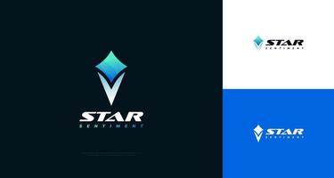 diseño del logo de la antorcha estrella azul. antorcha con estrella como llama, adecuada para el logotipo empresarial y tecnológico vector